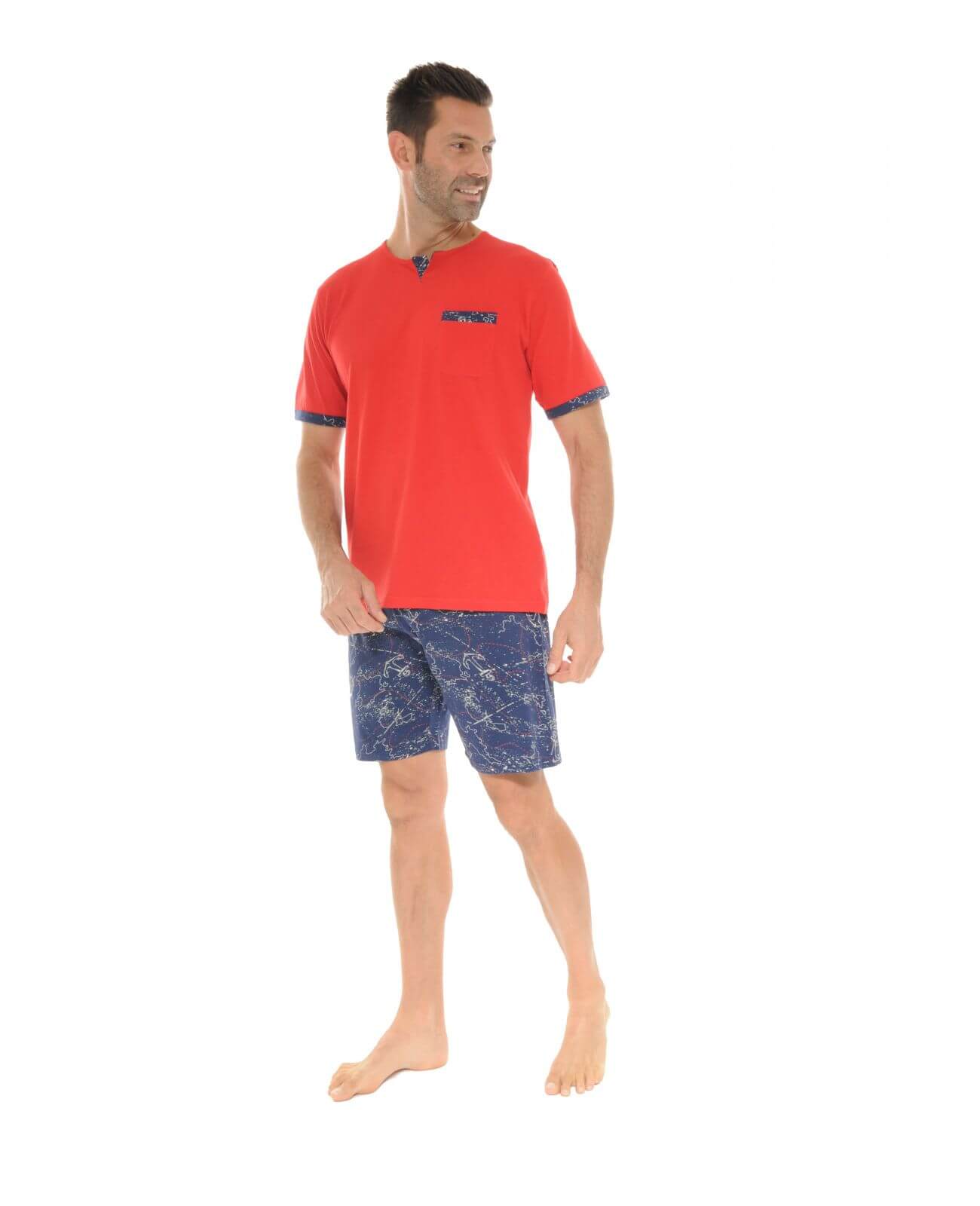  PYJAMA COURT ROUGE WHALE