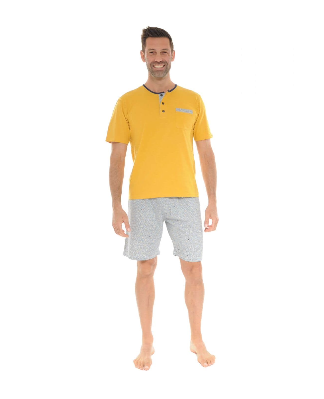  PYJAMA COURT JAUNE WOODY