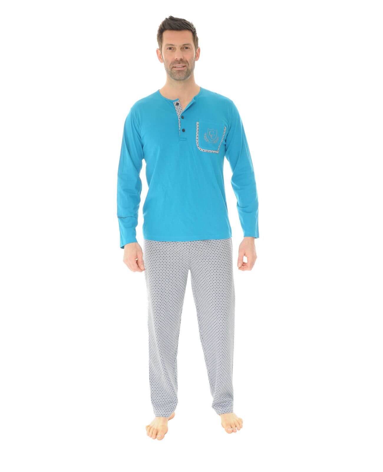  PYJAMA LONG BLEU SHAWN
