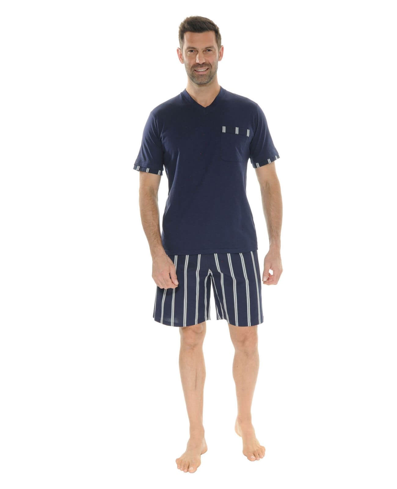  PYJAMA COL V BLEU NATYS