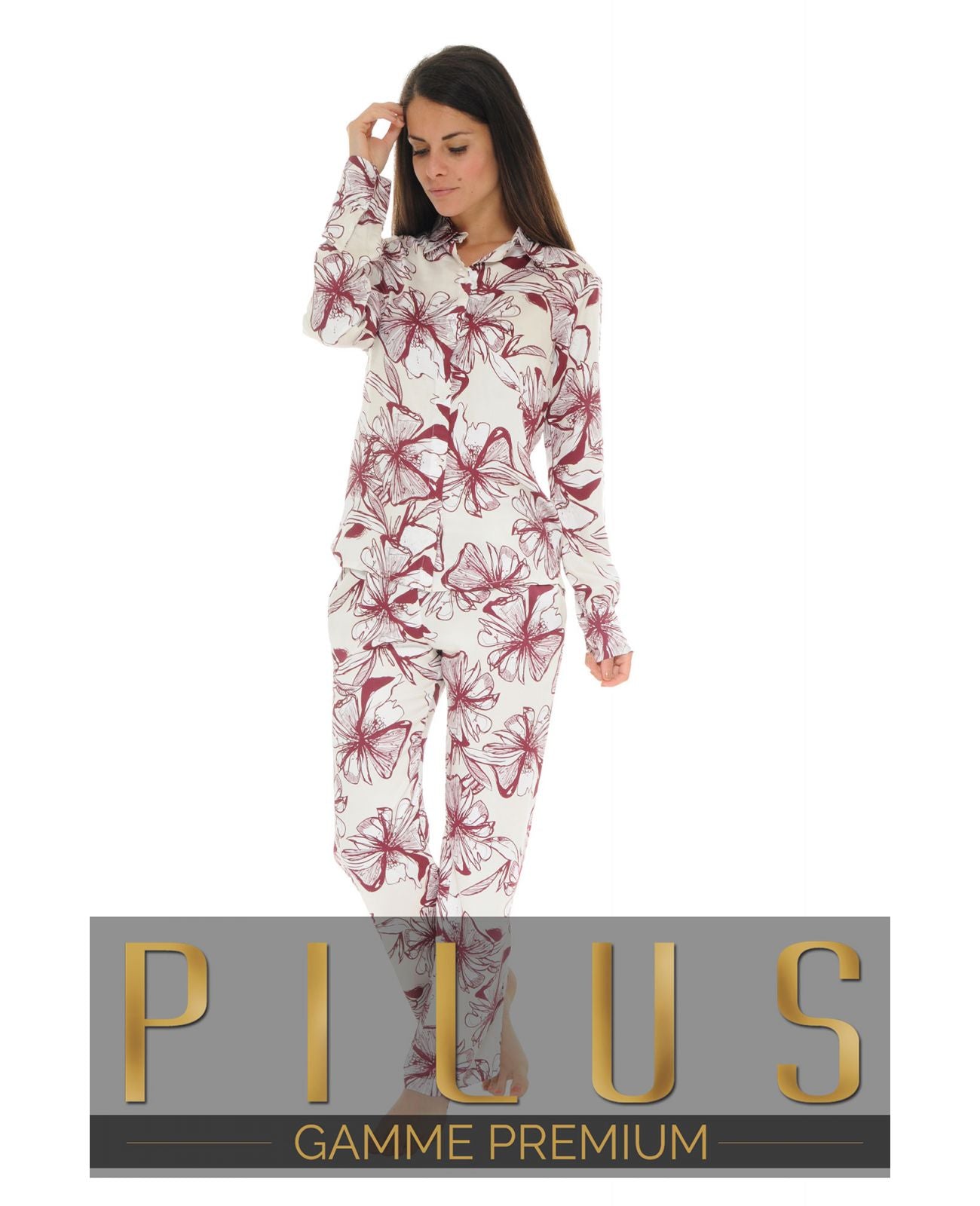  PYJAMA BOUTONNE BORDEAUX TANYA