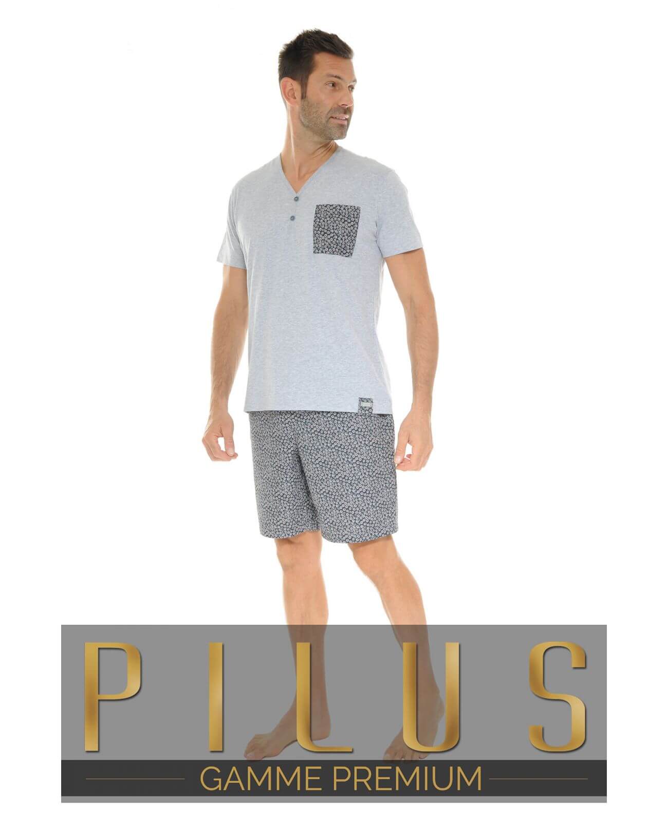  PYJAMA COURT GRIS XAO