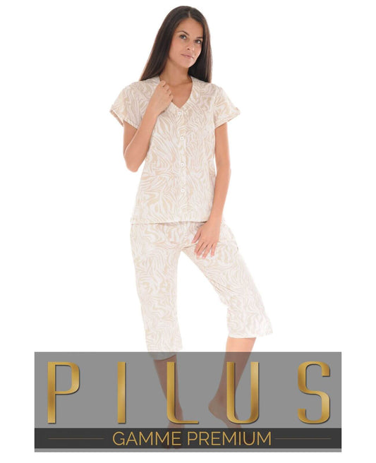  PYJAMA BOUTONNE BEIGE YLEANA